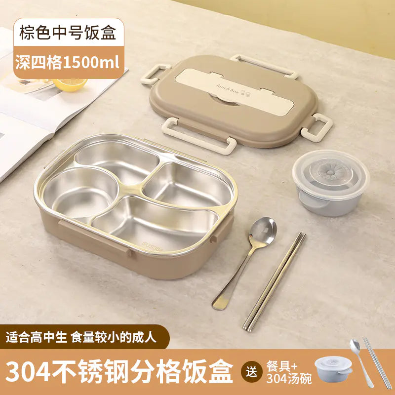 304 Stainless Steel Sealed Bento Box with Five Compartments