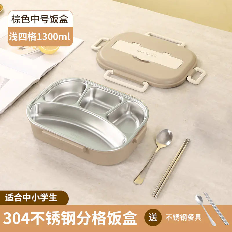 304 Stainless Steel Sealed Bento Box with Five Compartments