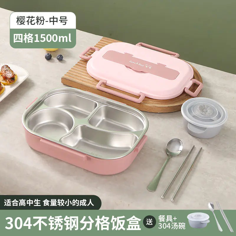 304 Stainless Steel Sealed Bento Box with Five Compartments