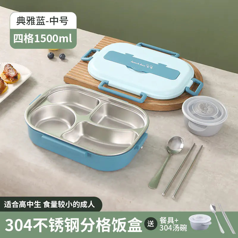 304 Stainless Steel Sealed Bento Box with Five Compartments