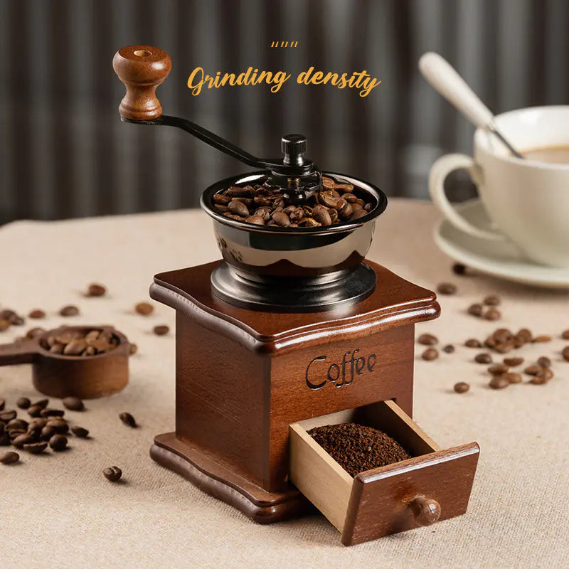 Vintage Manual Coffee Grinder - Classic Wooden Design