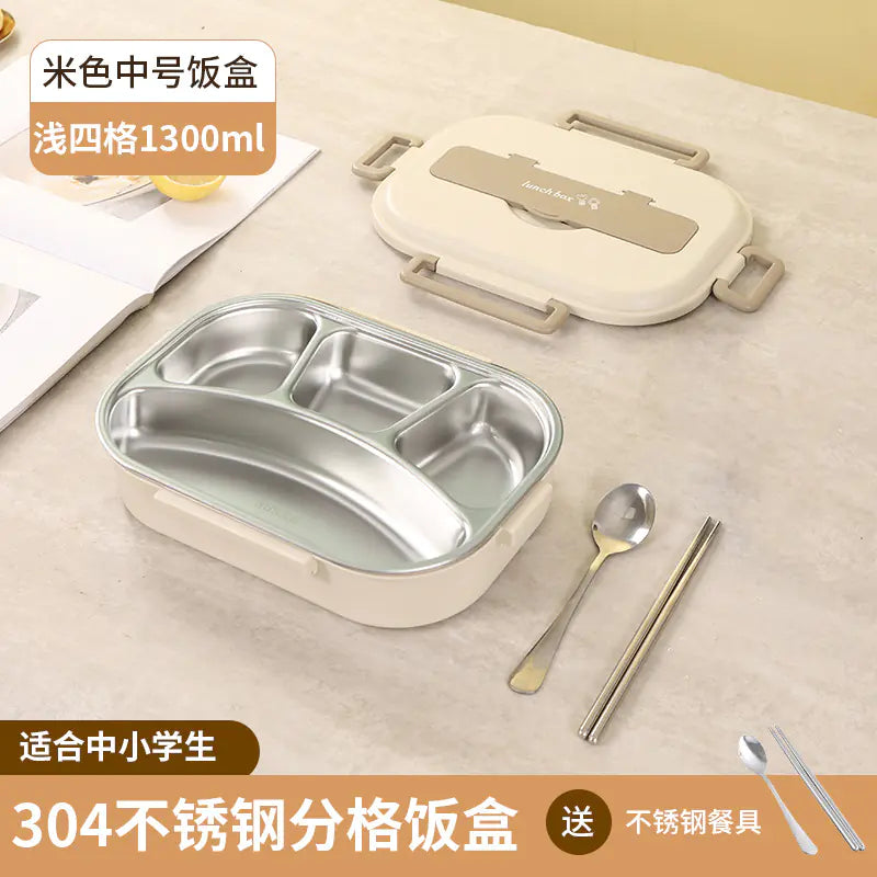 304 Stainless Steel Sealed Bento Box with Five Compartments