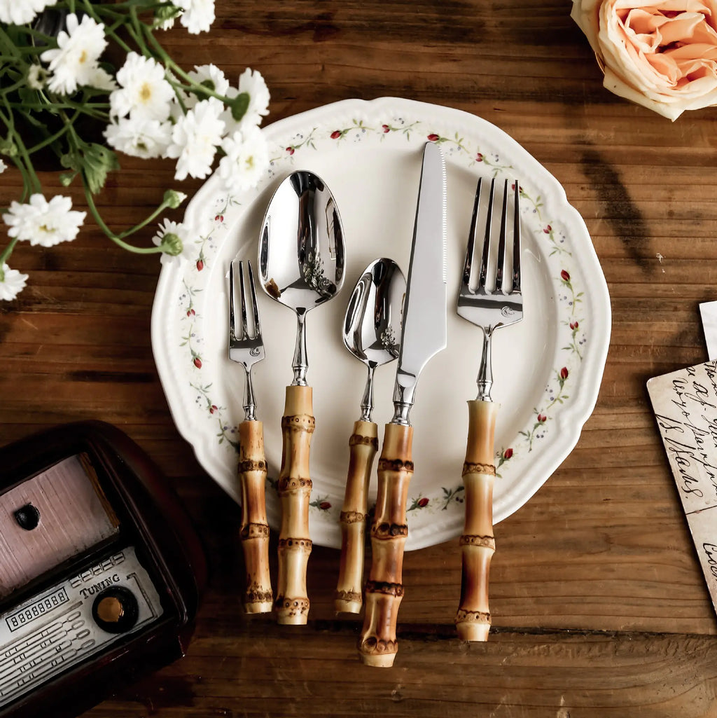 304 Stainless Steel Bamboo Style Cutlery Set (5 Pieces)